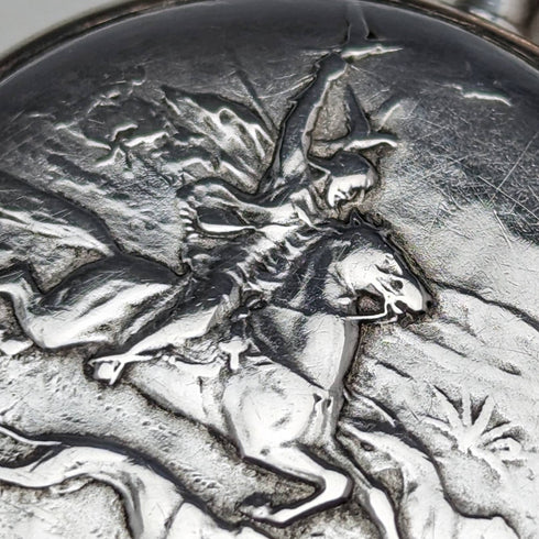 Around 1925 Vintage Longines pocket watch horse engraving hunter case on silver side works well