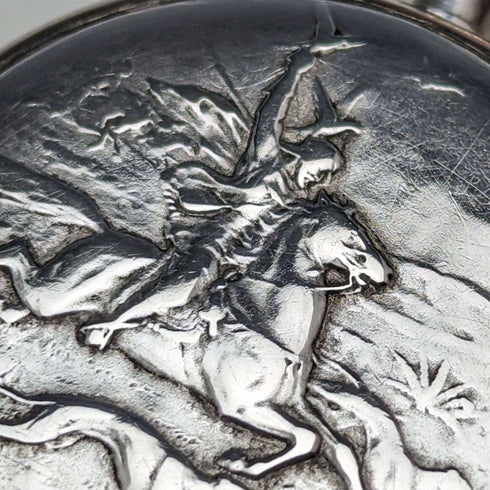 1925年頃 ヴィンテージ ロンジン 懐中時計 馬彫刻 銀側ハンターケース 動作良好