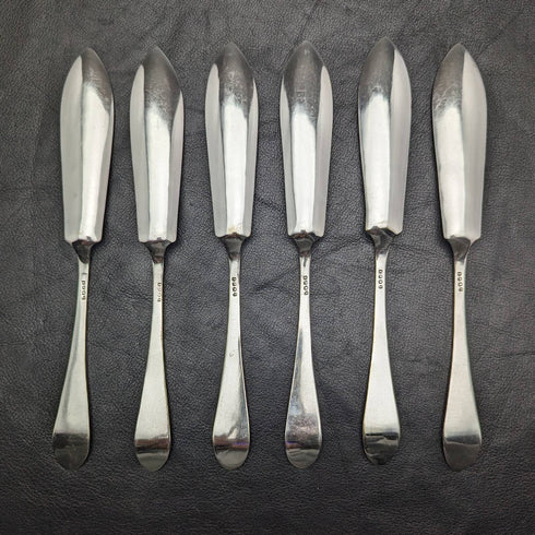 1920 年左右英國古董銀盤魚餐具 6 件套盒裝