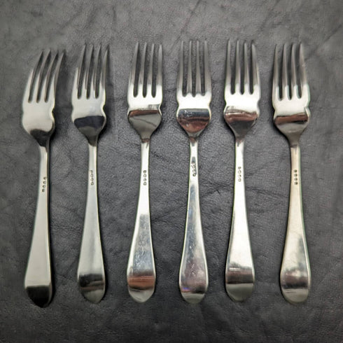 1920 年左右英國古董銀盤魚餐具 6 件套盒裝