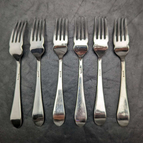 1920 年左右英國古董銀盤魚餐具 6 件套盒裝