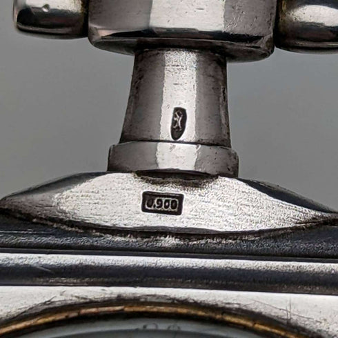 Around 1910 Antique Omega pocket watch with swan engraving square silver side case works well