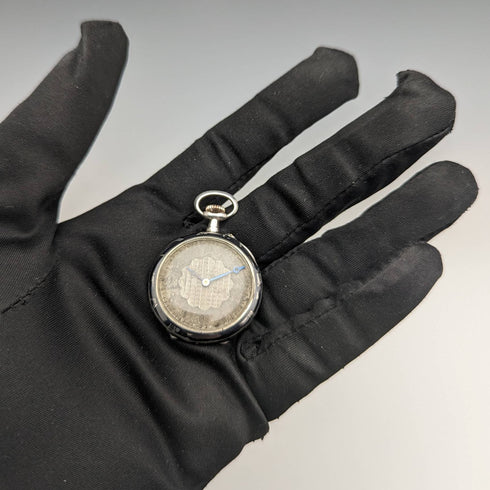 アンティーク スイス製無銘 銀側ニエロ象嵌ケース レディース懐中時計 動作良好