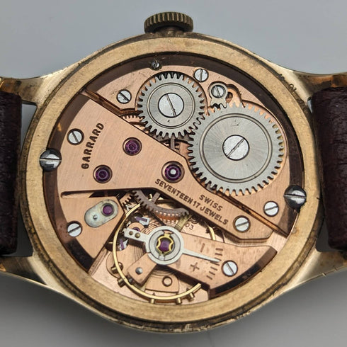 1954 British vintage Garrard K9 solid gold case men's watch works well