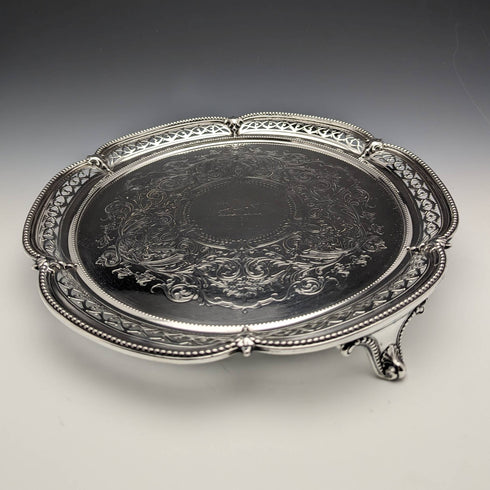 1870 年英國古董純銀 Salva 直徑 26cm 523g Henry Holland