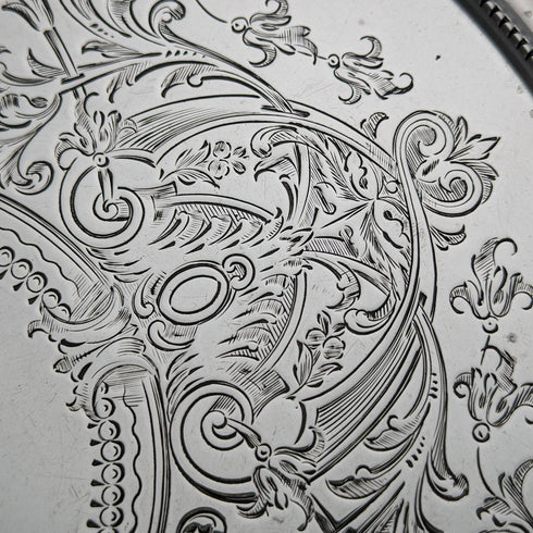 1870 年英國古董純銀 Salva 直徑 26cm 523g Henry Holland