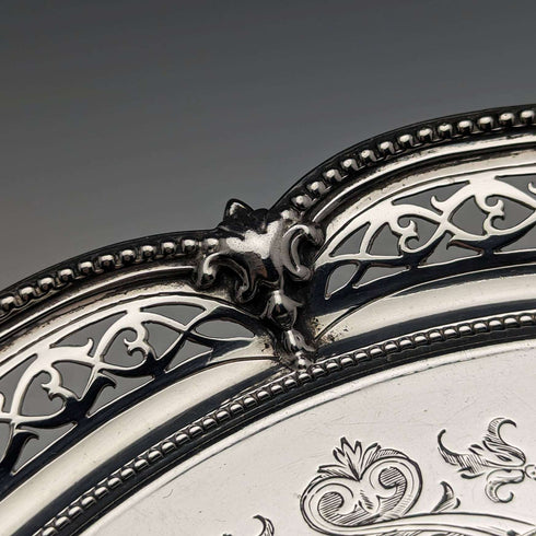 1870 British Antique Sterling Silver Salva Diameter 26cm 523g Henry Holland