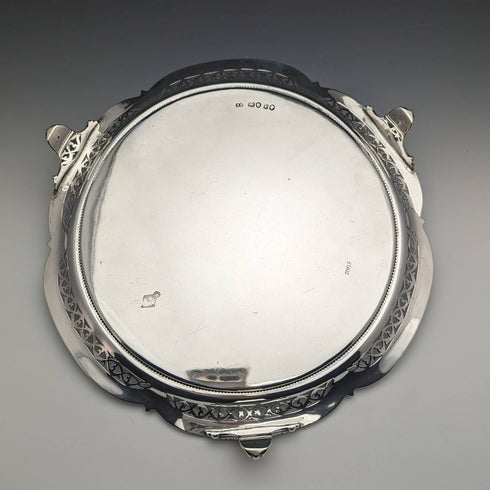 1870 年英國古董純銀 Salva 直徑 26cm 523g Henry Holland