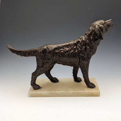 French Antique Dog Shaped Pocket Watch Holder Marble Pedestal Display Stand