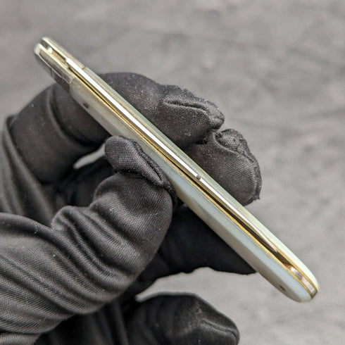 1927 British Antique White Pearl Shell Handle Pure Silver Blade Folding Pen Knife