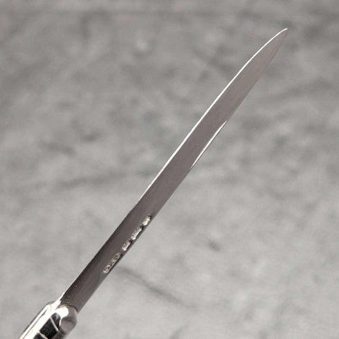 1890 British Antique White Pearl Shell Handle Pure Silver Blade Folding Pen Knife