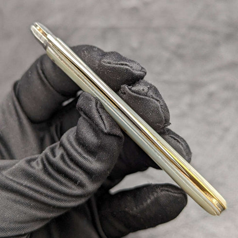 1890 British Antique White Pearl Shell Handle Pure Silver Blade Folding Pen Knife