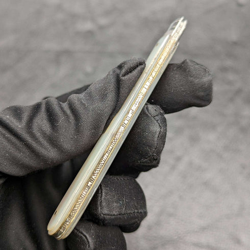1890 British Antique White Pearl Shell Handle Pure Silver Blade Folding Pen Knife