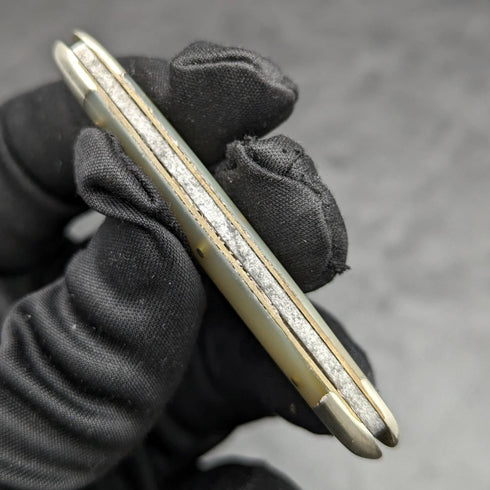 British Antique White Pearl Shell Handle Double Steel Blade Folding Knife