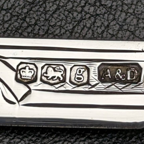 1924 年英國古董白珍珠貝殼手柄純銀雕刻刀片折疊筆刀