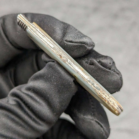 1818 British Antique White Pearl Shell Handle Pure Silver Blade Folding Pen Knife