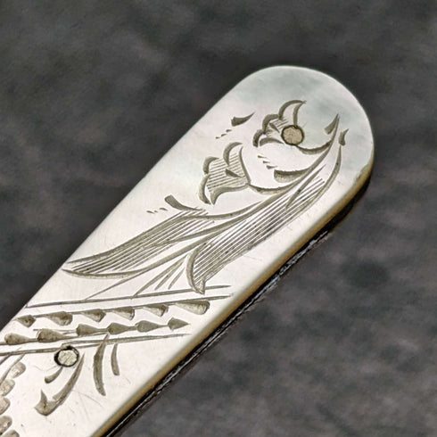 1926 British Vintage White Pearl Shell Handle Pure Silver Blade Folding Pen Knife