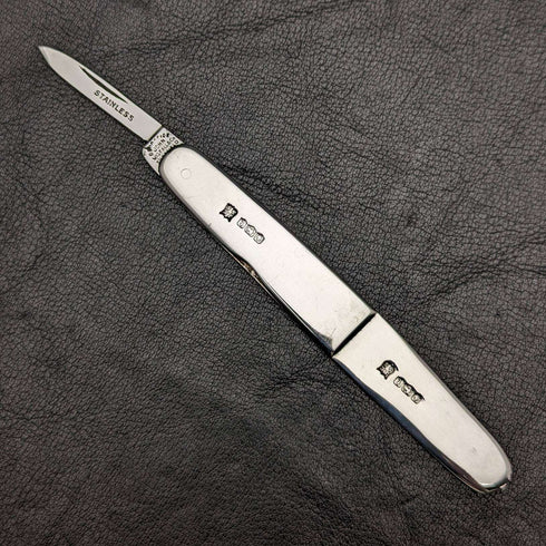 1936 British Vintage Sterling Silver Handle Stainless Blade Folding Knife