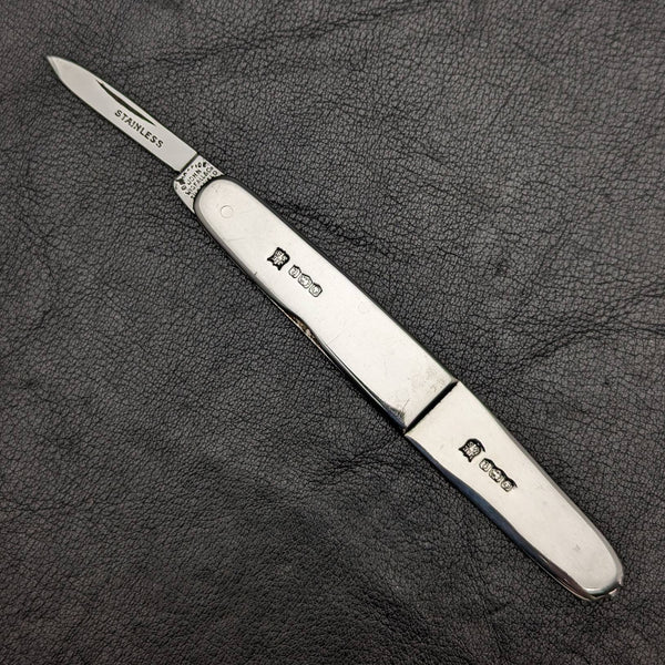 1936 British Vintage Sterling Silver Handle Stainless Blade Folding Knife