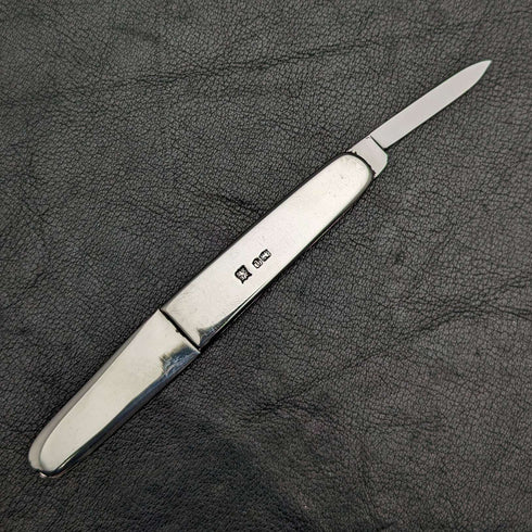 1936 British Vintage Sterling Silver Handle Stainless Blade Folding Knife