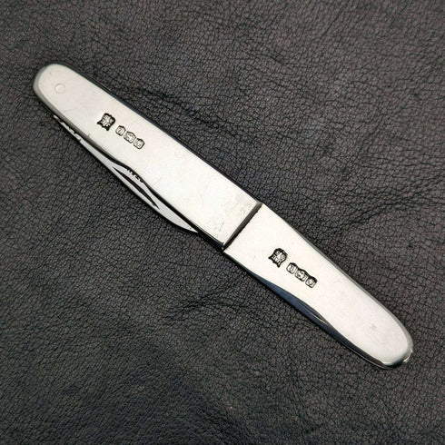 1936 British Vintage Sterling Silver Handle Stainless Blade Folding Knife