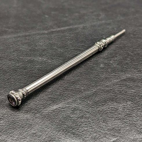 1880 antique sterling silver mechanical pencil extendable 77-100mm with intaglio