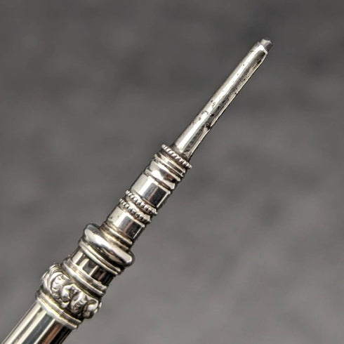 1880 antique sterling silver mechanical pencil extendable 77-100mm with intaglio
