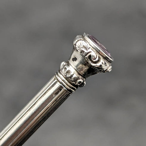 1880 antique sterling silver mechanical pencil extendable 77-100mm with intaglio