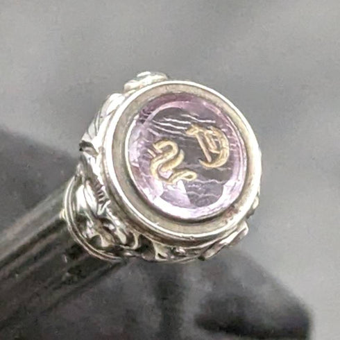 1880年頃 アンティーク 純銀製シャープペンシル 伸縮式77-100mm インタリオ付