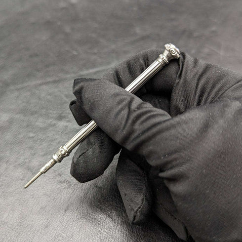 1880 antique sterling silver mechanical pencil extendable 77-100mm with intaglio