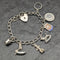 British vintage sterling silver charm bracelet 19g
