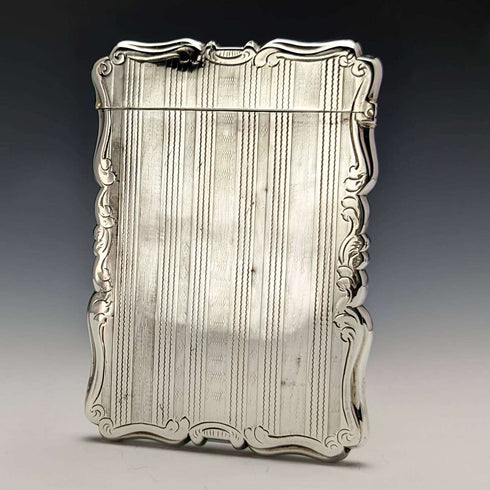 1853 British antique sterling silver card case 58g Nathaniel Mills