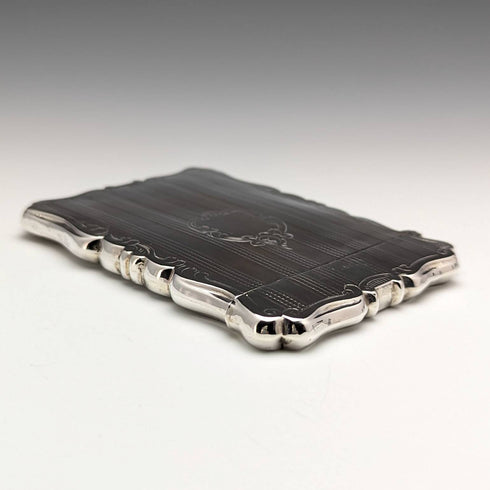 1853 British antique sterling silver card case 58g Nathaniel Mills
