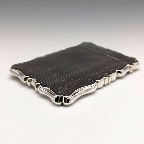1853 British antique sterling silver card case 58g Nathaniel Mills