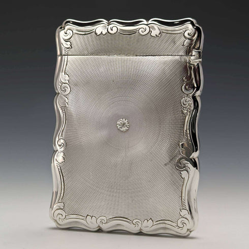 1855 British antique sterling silver card case 55g Nathaniel Mills