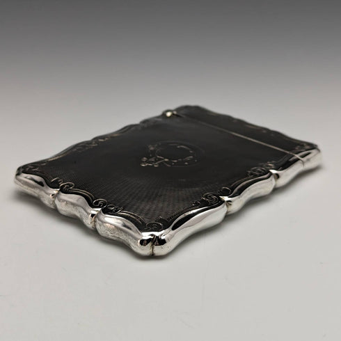 1855 British antique sterling silver card case 55g Nathaniel Mills