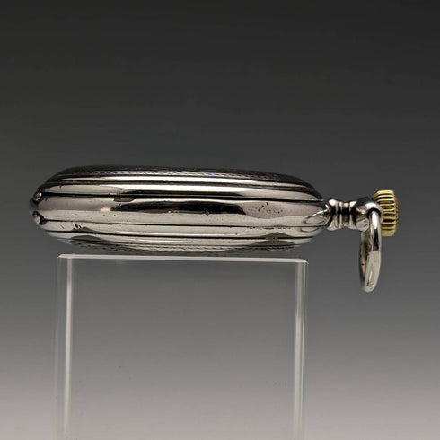 Around 1907 Antique Longines pocket watch flower engraving silver side hunter case works well