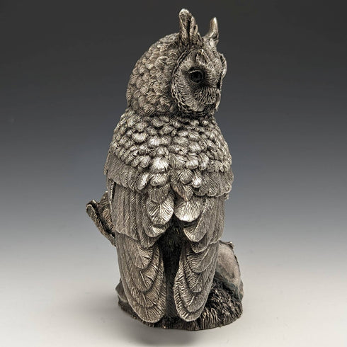 英國鄉村藝術家純銀雕塑貓頭鷹小雕像 446 克