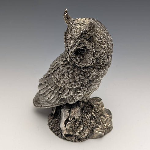 英國鄉村藝術家純銀雕塑貓頭鷹小雕像 446 克