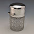 1896 British antique pure silver lid cut glass jar 300g