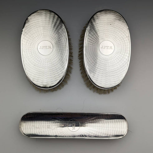 1920年頃 英国アンティーク 純銀製ハンドル ブラシ3点セット Charles Henry Dumenil