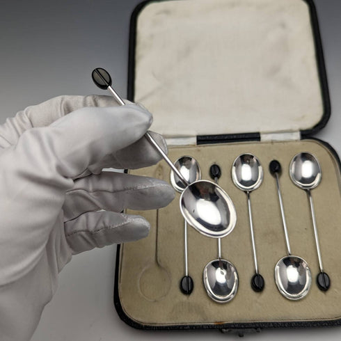 英国ヴィンテージ シルバープレート製 デミタススプーン6本セット ケース入り