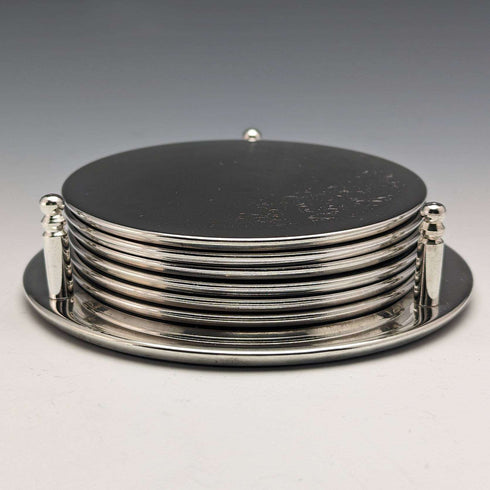 Set of 6 British Vintage Silver Plated Coasters Boxed