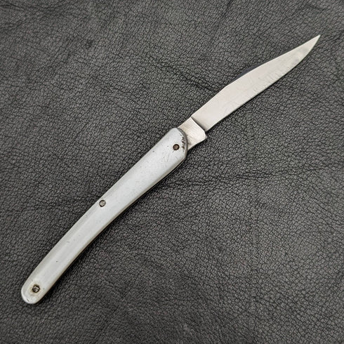 British Antique White Pearl Shell Handle Stainless Blade Folding Pen Knife