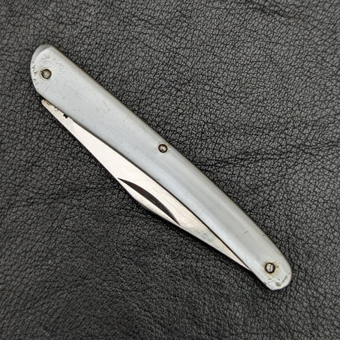 British Antique White Pearl Shell Handle Stainless Blade Folding Pen Knife