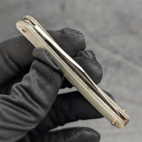 British Antique White Pearl Shell Handle Stainless Blade Folding Pen Knife