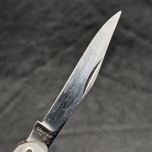 British Antique White Pearl Shell Handle Stainless Blade Folding Pen Knife