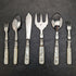 British vintage silver plate dessert cutlery set white butterfly shell handle