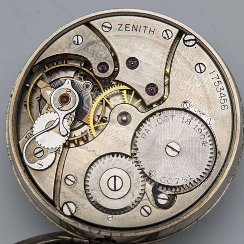 Around 1914 Antique Zenith pocket watch with alloy case works well