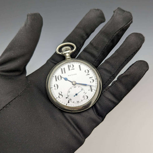 Around 1914 Antique Zenith pocket watch with alloy case works well